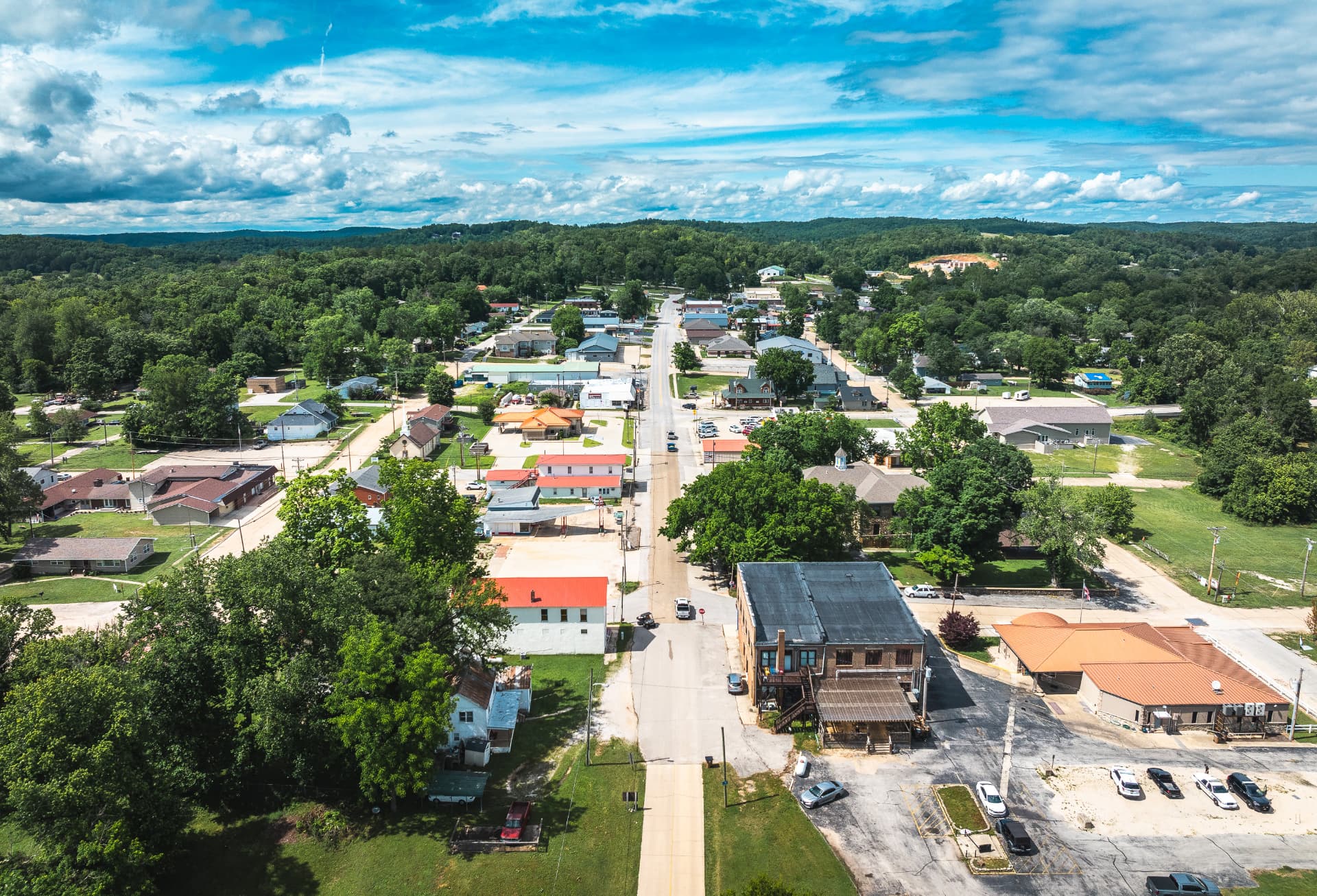 Aerial view of downtown Van Buren, Missouri